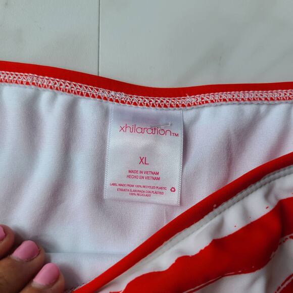 Xhilaration Red and White Stripe Bikini Bottoms Size XL - Picture 2 of 5